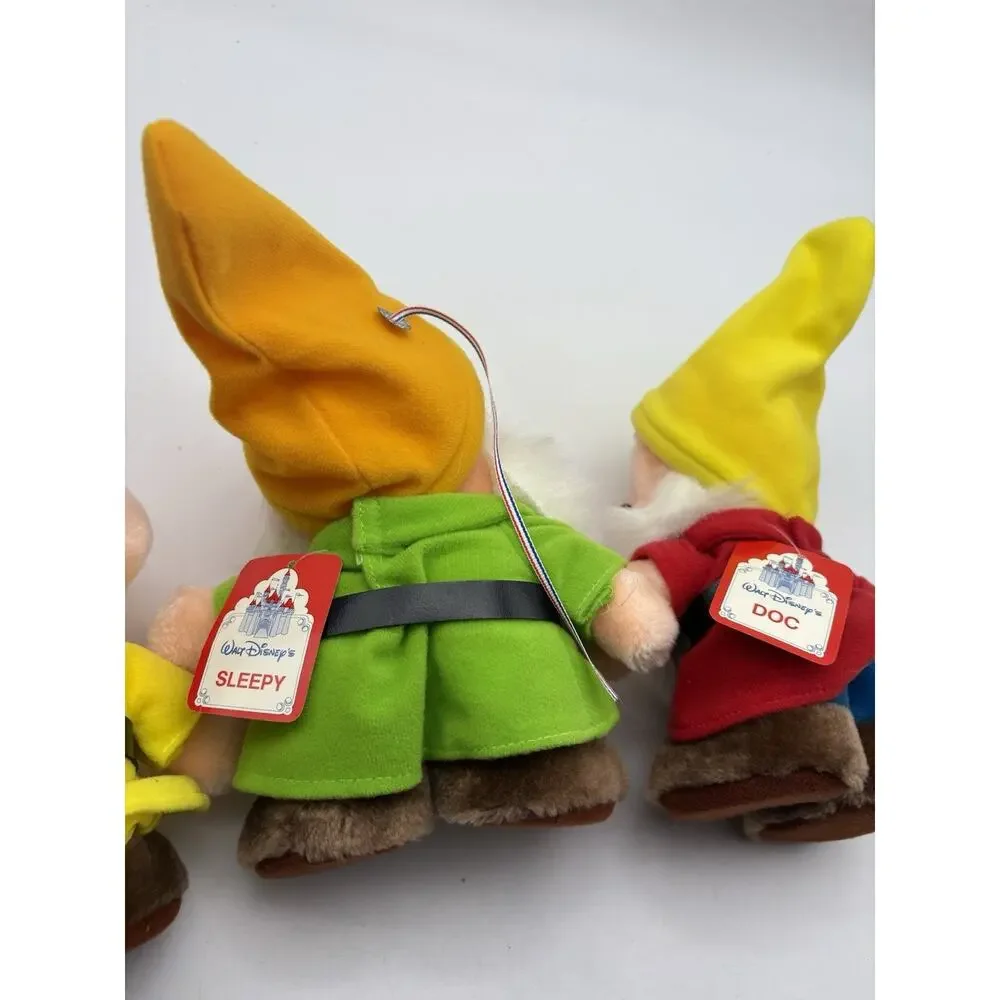 Set of 7 VTG Disneyland Walt Disney World Seven Dwarfs Plush Set 7” All w/ tags